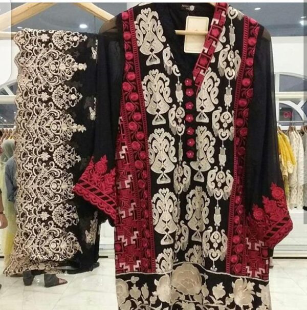 agha noor red and black dress