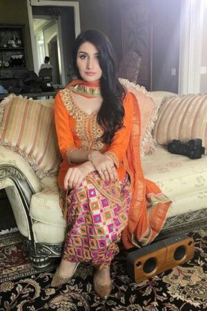 orange salwar kameez pakistani