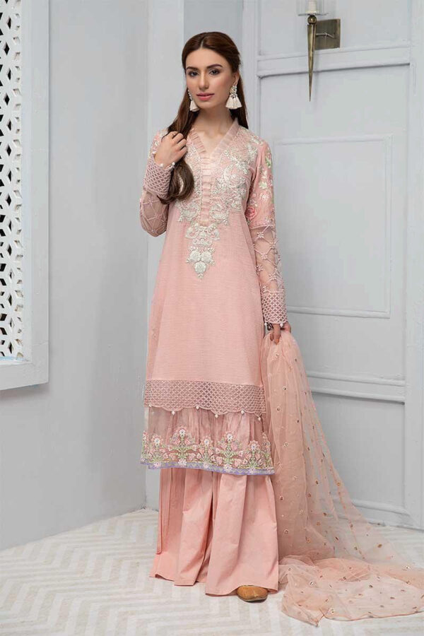 maria b peach lawn suit