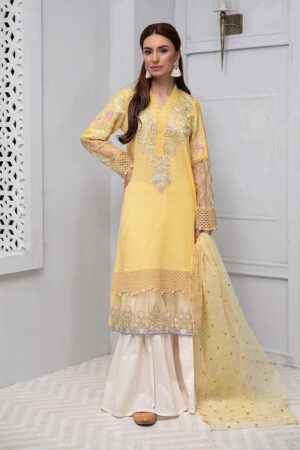 maria b yellow lawn suit
