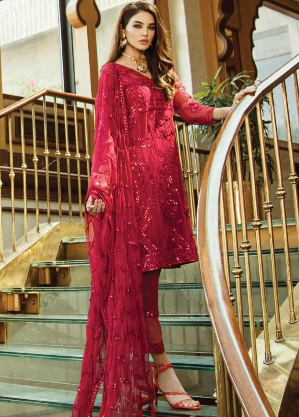 serene red chiffon dress