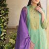 green and purple combination dress