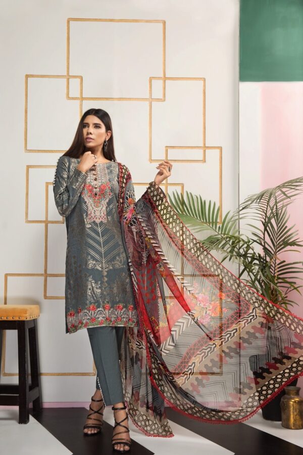 pakistani designer lawn gray dress