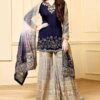 blue chiffon dress pakistani