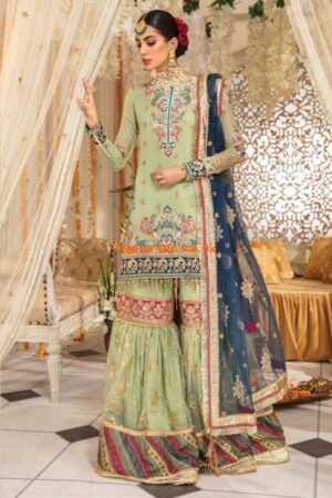 green blue wedding dress pakistani