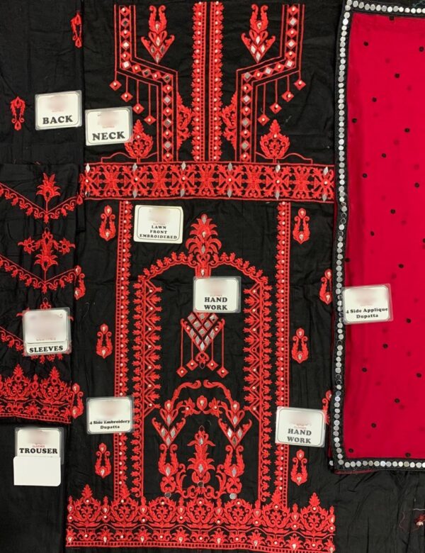 red and black lawn dress