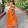 orange colour wedding lehenga
