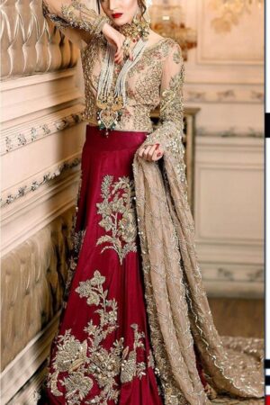 golden and red bridal dress