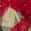 simple white dress with red dupatta
