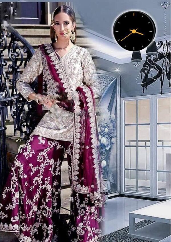 purple and white wedding dress pakistani
