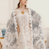 Afrozeh White Embroidered Chiffon Suit Replica