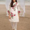 Azure Embroidered Chiffon White Party Wear Replica