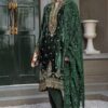 Gul Ahmed Green Velvet Dress Master Copy