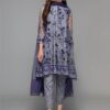 Baroque Gray and Blue Embroidered Dress Replica