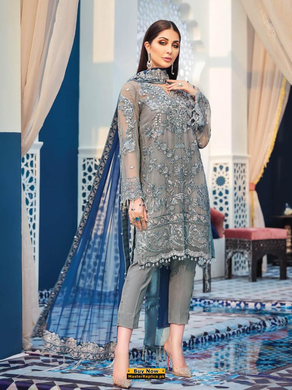The Saadgi – Zarqash Georgette Embroidered Pakistani Suit – The Saadgi