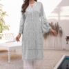 Azure Embroidered Cotton Party Wear Replica