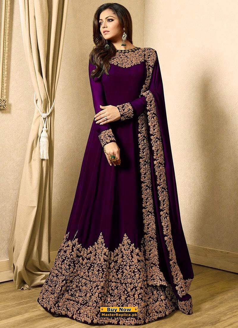 Indian embroidered chiffon frock best sale