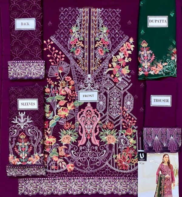 Ramsha Purple Chiffon Dress Master Replica - Pehnawa Boutique