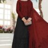 Maria B Red and Black Chiffon Dress Master Replica