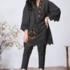Farida Hasan Black Cotton Dress Replica