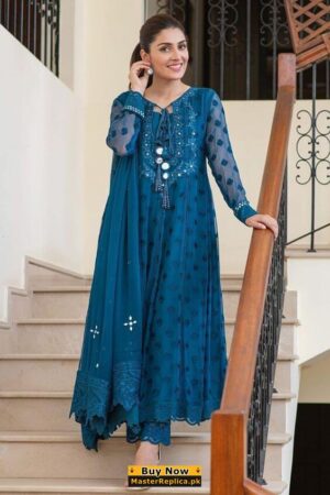 Designer Blue Chiffon Dress