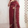 Jazmin Cherry Rose Chiffon Saree Replica