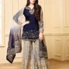 Nazakat Blue Chiffon Dress Master Replica