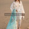 Crimson White Chikankari Lawn Replica