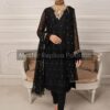 Designer Black Unstitched Chiffon Replica