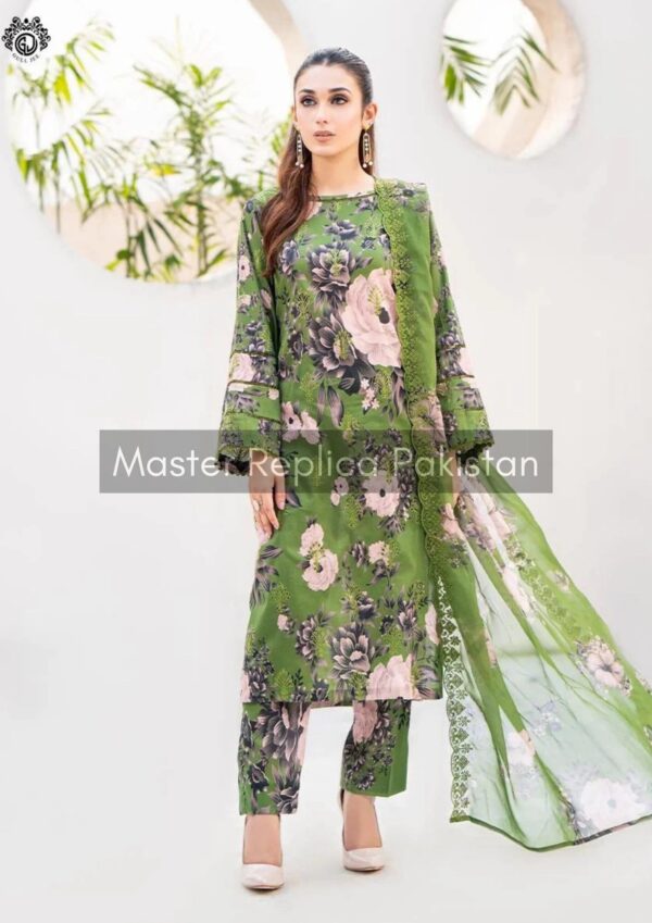 Designer Green Swiss Lawn Dress