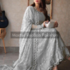 Designer Silver Chiffon Lehenga Replica