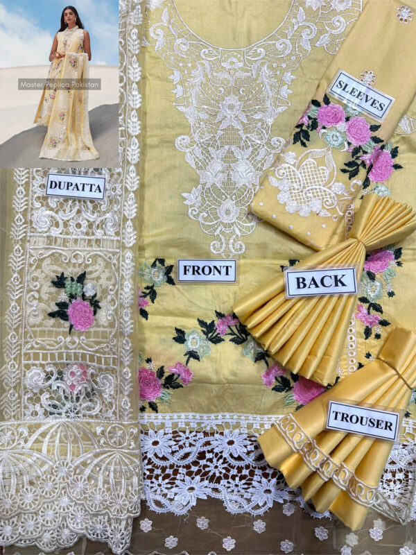 Crimson Yellow Unstitched Lawn Replica