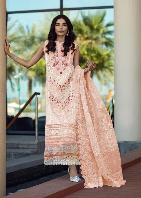 Kanwal Malik Peach Lawn Replica