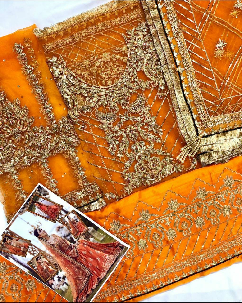 Ayeza Khan Orange Net Bridal Replica