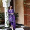 Designer Purple Floral Cotton, Lawn Replica