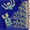 Maria b Cobalt Blue Chiffon Saree Replica - Image 2