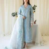Qalamkar Sky Blue Cotton Lawn Replica