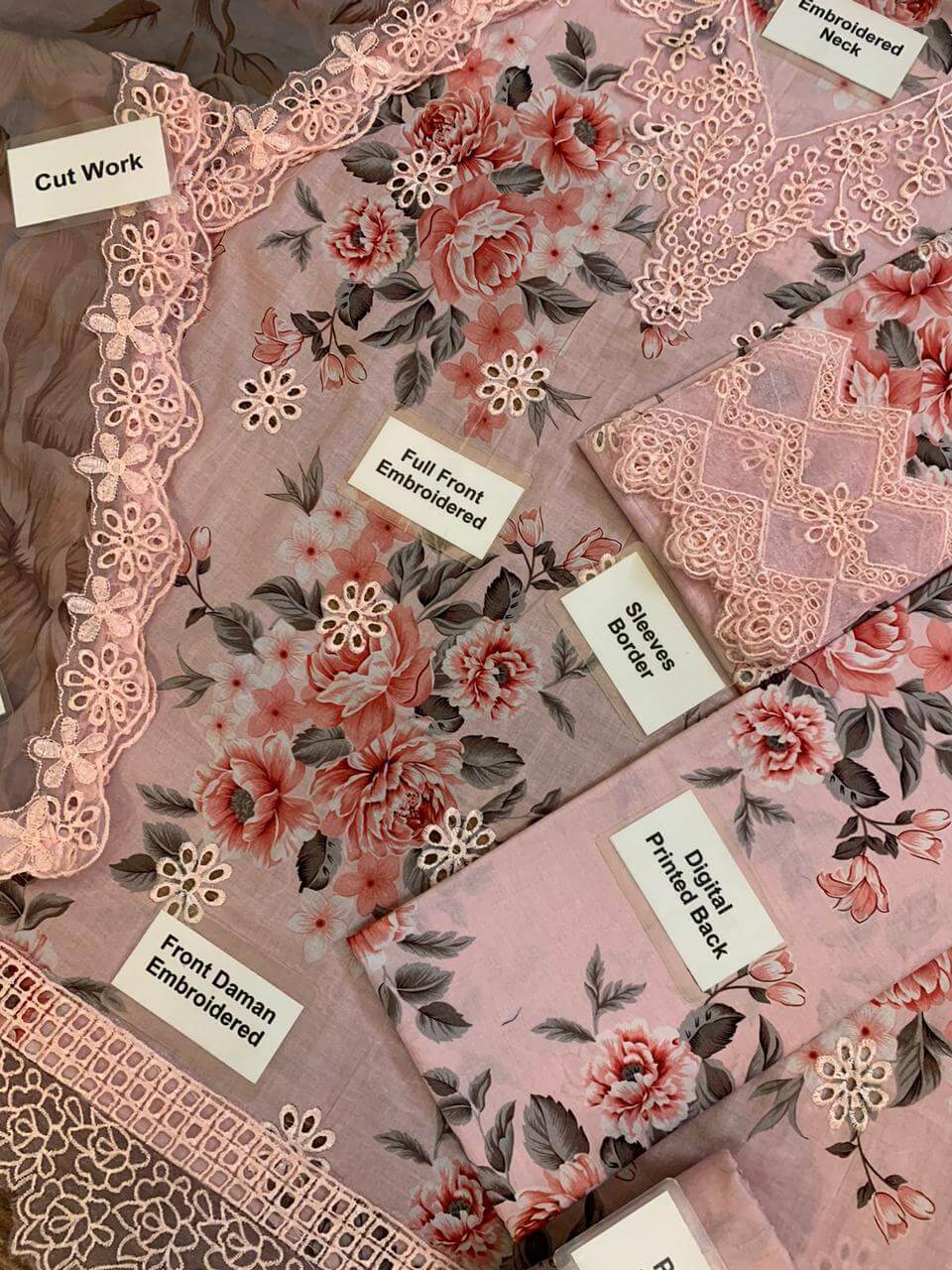 Iznik Pink Floral Lawn Replica - Image 3