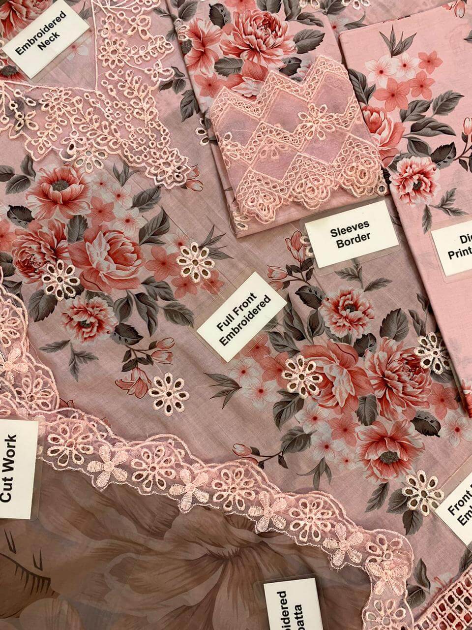 Iznik Pink Floral Lawn Replica - Image 2