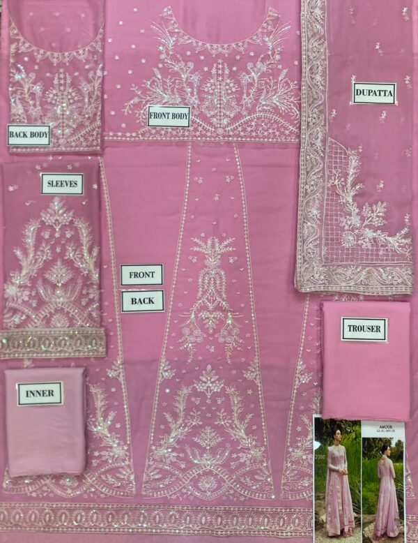 Gulaal Pink Semi Pure Chiffon Replica - Image 2