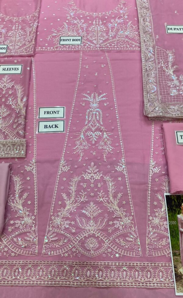 Gulaal Pink Semi Pure Chiffon Replica - Image 5