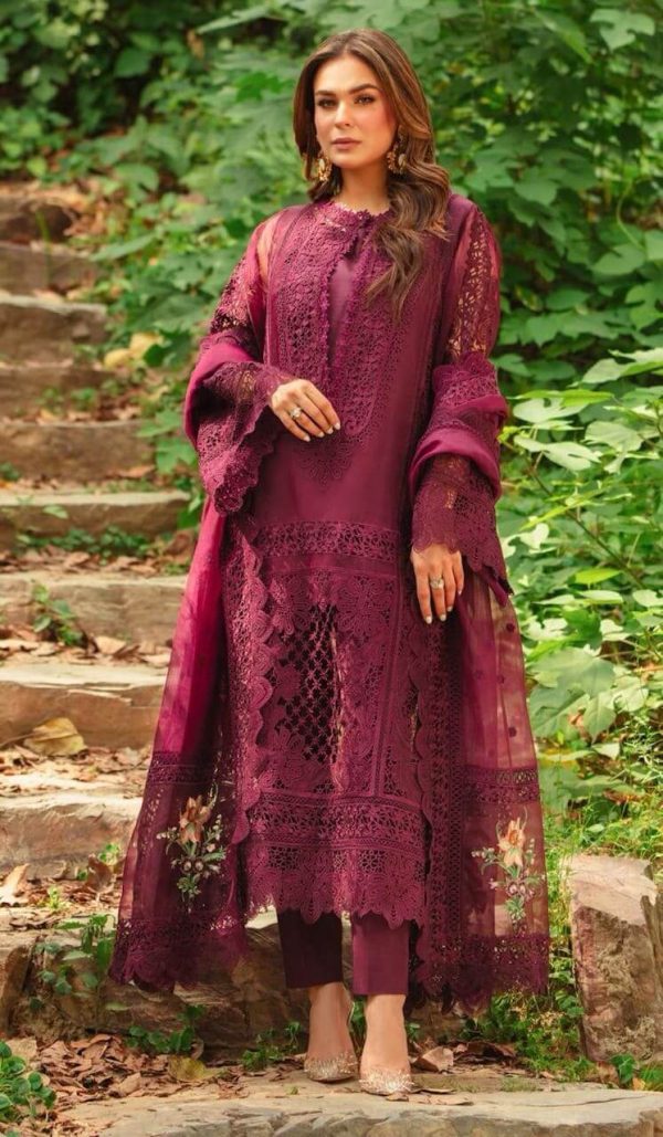 Designer Maroon Organza Replica