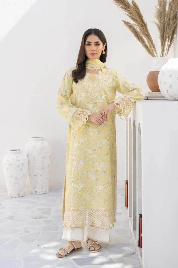 Designer Printed Yellow Lawn Replica