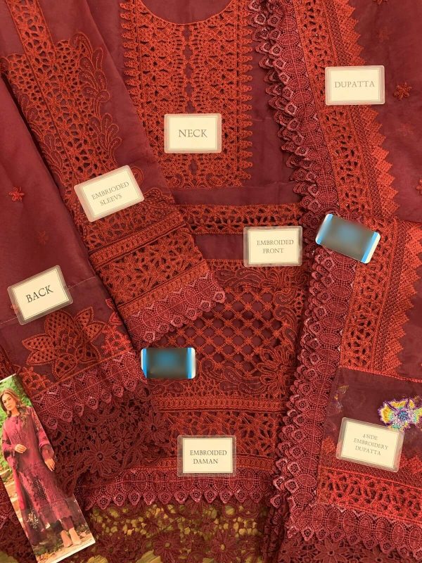 Designer Maroon Organza Replica - Image 2