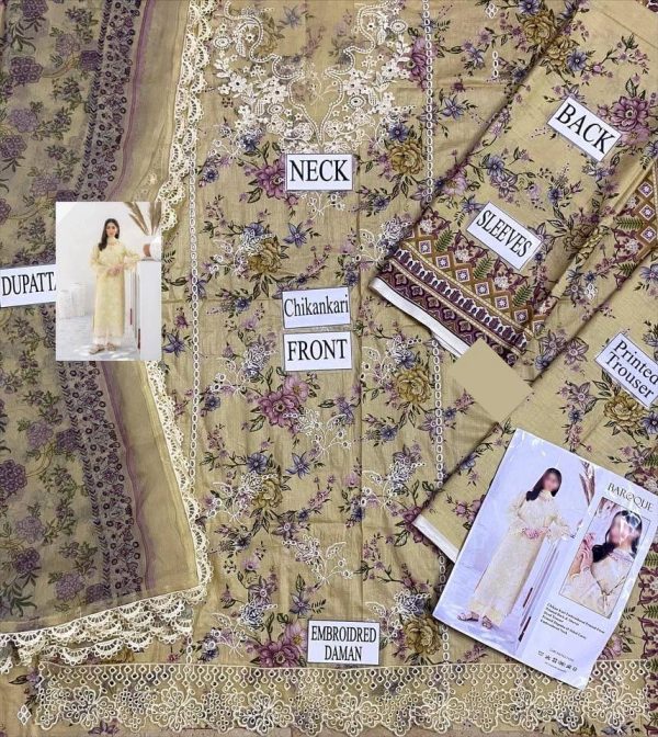 Designer Printed Yellow Lawn Replica - Image 2