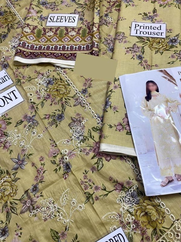 Designer Printed Yellow Lawn Replica - Image 3