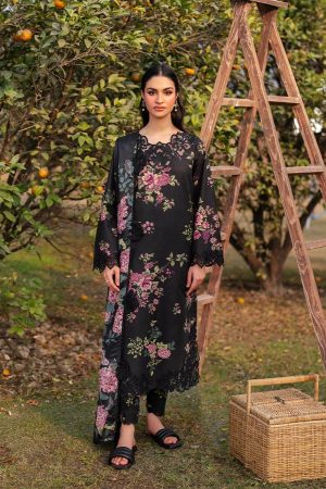 Iznik Black Floral Lawn Replica