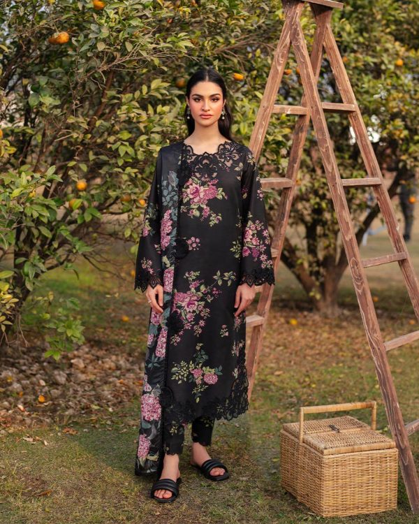 Iznik Black Floral Lawn Replica