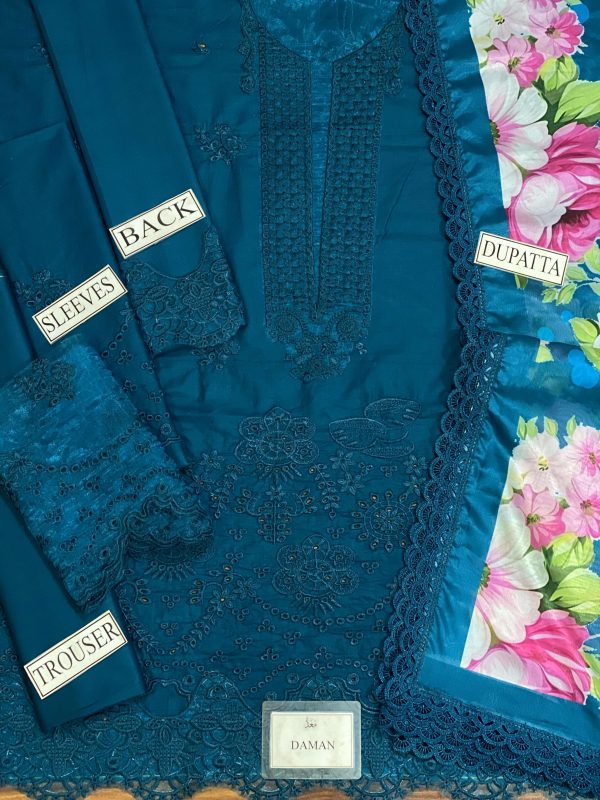 Noor by sadia Dark Blue Cotton Lawn Replica - Image 2