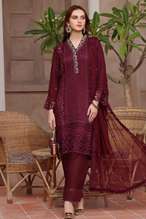 Designer Maroon Chiffon Replica